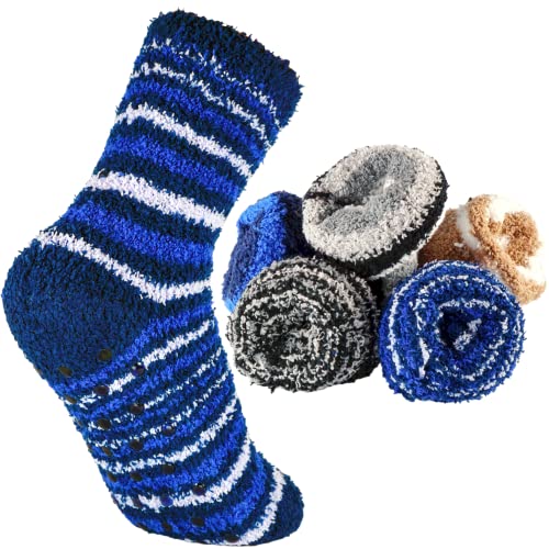 T&R Industrees 5 Paar warme flauschige Kinder ABS Kuschelsocken mit Stopper | Plüschsocken für Jungen und Mädchen mit Anti Rutsch Sohle| Supermix 4 | 27-30 von T&R Industrees