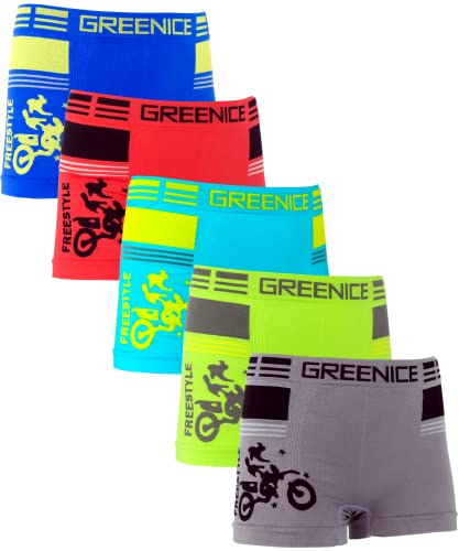 T&R Industrees 5 Stück Flexible Boxershorts mit Motorrad Bildern | Unterwäsche für Jungen | Mix 2 von T&R Industrees
