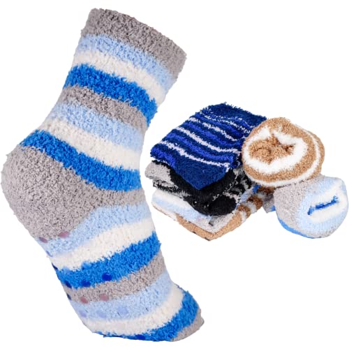 T&R Industrees ABS Kuschelsocken - Bettsocken - Plüschsocken mit Stopper für Kinder | Jungen und Mädchen Socken mit Anti Rutsch Sohle| warme dicke flauschige | 6 Paar | 27-30 von T&R Industrees