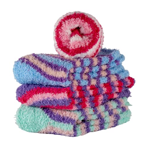 T&R Industrees Kinder Kuschelsocken - Haussocken - Plüschsocken - Bettsocken für Mädchen | dicke warme flauschige | 4 Paar | 23-26 von T&R Industrees