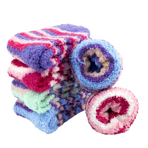 T&R Industrees Kinder Kuschelsocken - Haussocken - Plüschsocken - Bettsocken für Mädchen | dicke warme flauschige | 6 Paar | 23-26 von T&R Industrees