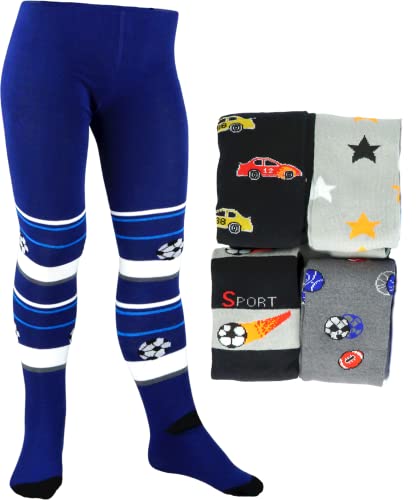 T&R Industrees Kinder Strumpfhosen | Strickstrumpfhosen für Jungen | Fußball-Auto-Sport-Design| 5 Stück | 116-128 von T&R Industrees