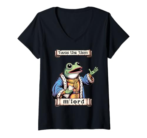 Damen TWAS The Tism M Lord Frog T-Shirt mit V-Ausschnitt von T'was The 'Tism M'Lord Funny Knight Frog
