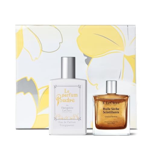 T. LeClerc – Damenparfüm Frangipani + trockenes Glitzeröl – Frangipaniblüte, Neroli und Vanille – Eau de Parfum für Damen, langer Halt, hergestellt in Frankreich von T. LeClerc