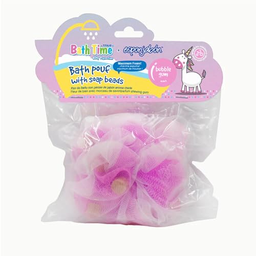 T.Taio – EsponJabón – Duschblume + Seife 2-in-1 mit Erdbeer-Kaugummi – Feuchtigkeit & Sanfte Pflege – Unisex Kinder – Für empfindliche Haut – 1 Stück von T.TAIO