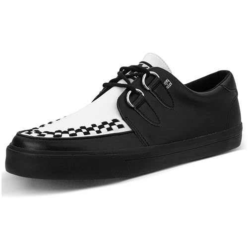 T.U.K. Leather Creeper Sneaker - Herren & Damen Schuhe - Farbe Black & White Leather - Punk, Gothic Schuhe, Emo Schuhe und Rockabilly Style Leder und Wildleder Schnürschuhe - Größe 40 von T.U.K. Shoes
