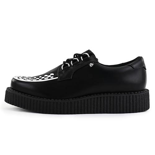 T.U.K Anarchic Creeper Lederschuhe für Männer und Frauen - Farbe Black Leather White Interlace - Gothic bis Punkrock - Creepers - Keilschuhe mit Schnürsenkeln - Größe EU36 von T.U.K