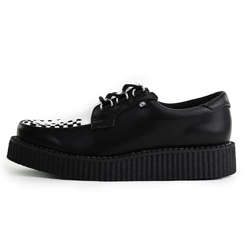 T.U.K Anarchic Creeper Lederschuhe für Männer und Frauen - Farbe Black White Leather - Gothic bis Punkrock - Brothel Creepers - Keilschuhe mit Schnürsenkeln - Größe EU43 von T.U.K