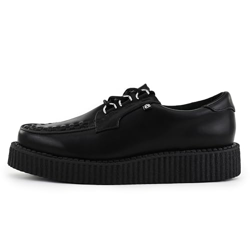 T.U.K Anarchic Creeper Lederschuhe für Männer und Frauen - Farbe Black Leather - Gothic bis Punkrock - Brothel Creepers - Keilschuhe mit Schnürsenkeln - Größe EU42 von T.U.K