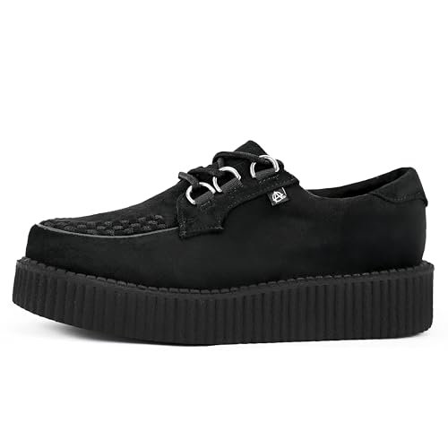 T.U.K. Anarchic Creeper Schuhe - Herren & Damen - Vegan Suede Black - Punk, Gothic, Emo und Rockabilly Style - Vegan Leder und Wildleder Schnürschuhe - Größe EU38 von T.U.K