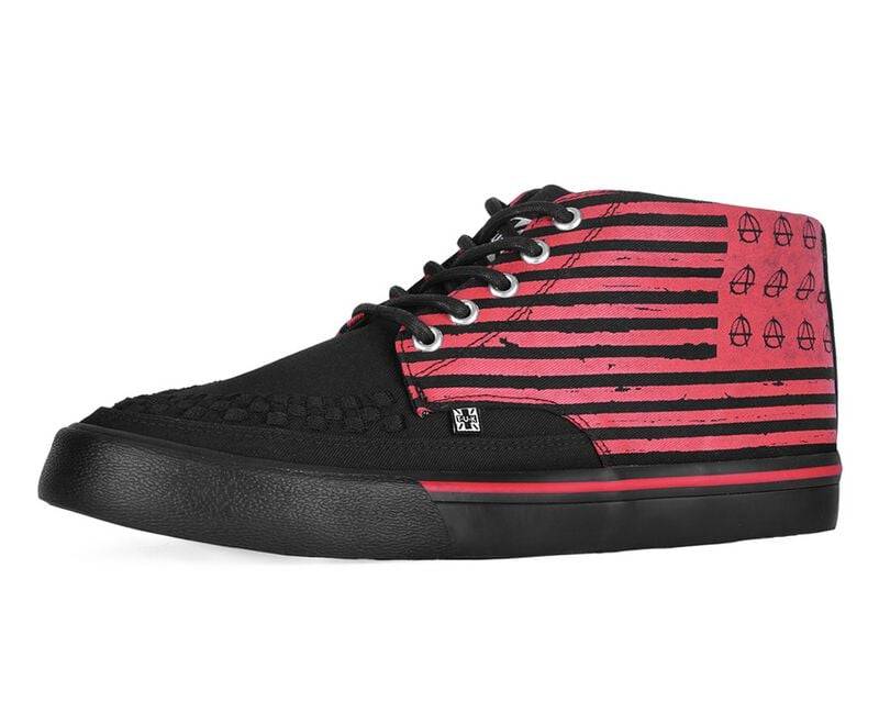 T.U.K. CREEPER SNEAKER MID BLACK SDE RED ANARCHY PRINT Sneaker high schwarz rot in EU41 von T.U.K.