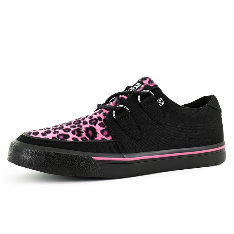 T.U.K. - Gothic Creepers - CREEPER SNEAKER PINK LEOPARD VAMP - CREEPER SNEAKER - EU37 bis EU42 - für Damen - Größe EU41 - schwarz/pink von T.U.K.