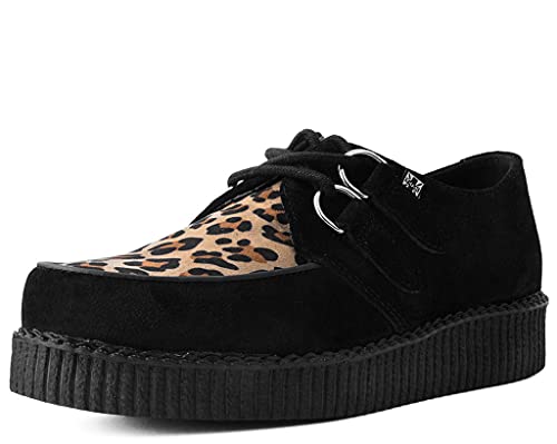 T.U.K. Leather Viva Low Creeper - Herren & Damen Schuhe - Farbe Black and Leopard Suede - Größe EU38 von T.U.K