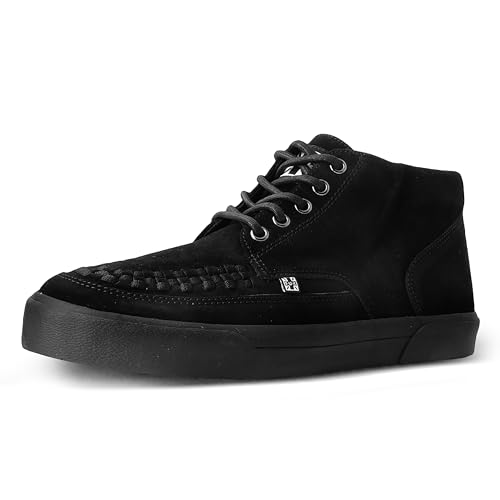 T.U.K. Mid Top Creeper Sneaker - Herren & Damen Schuhe - Farbe Black Suede - Puck, Goth und Rocker Style Leder und Wildleder Schnürschuhe - Größe 38 von T.U.K