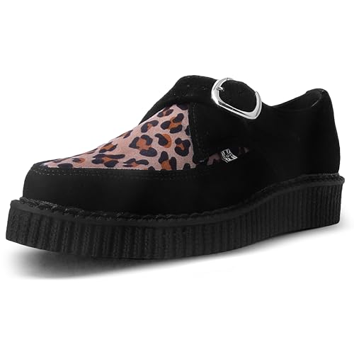 T.U.K. Pointed Creeper Monk Buckle - Herren & Damen Schuhe - Farbe Black Leopard Suede - Größe EU39 von T.U.K