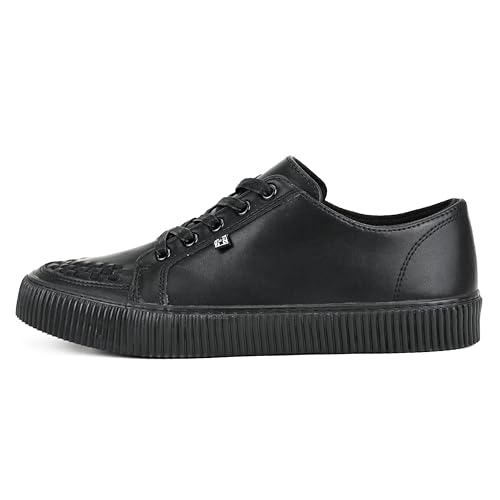 T.U.K. Ribbed Sole Sneaker - Modeschuhe für Männer und Frauen - Skate, Punk, Rock und Gothic Style aus Leder, Wildleder und Canvas- Farbe Black Leather - Größe 44 von T.U.K