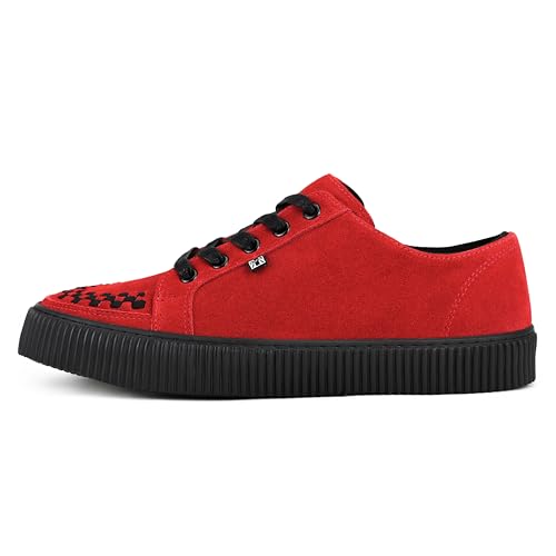 T.U.K. Ribbed Sole Sneaker - Modeschuhe für Männer und Frauen - Skate, Punk, Rock und Gothic Style aus Leder, Wildleder und Canvas- Farbe Red Suede - Größe 45 von T.U.K