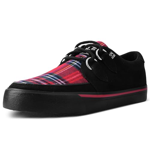 T.U.K. Creeper Sneaker - Herren & Damen Schuhe - Farbe Black Tartan Vegan Suede - Puck, Goth und Rocker Style Leder und Wildleder Schnürschuhe - Größe 36 von T.U.K.