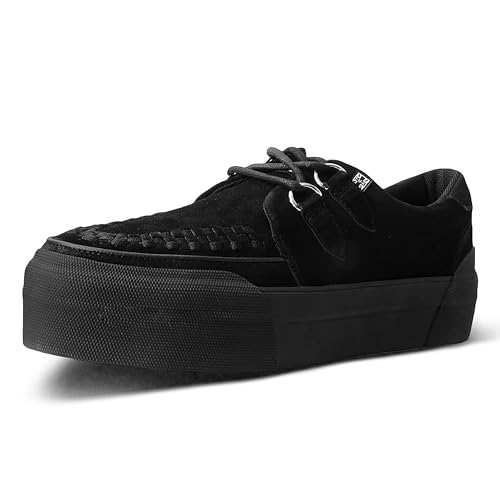 T.U.K. Stacked Creeper Sneaker - Herren & Damen Schuhe - Farbe Black Suede - Puck, Goth und Rocker Style Leder und Wildleder Schnürschuhe - Größe EU43 von T.U.K