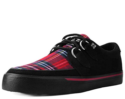 T.U.K. Vegan Creeper Sneaker - Herren & Damen Schuhe - Farbe Black Tartan Vegan Suede - Puck, Goth und Rocker Style Leder und Wildleder Schnürschuhe - Größe 46 von T.U.K
