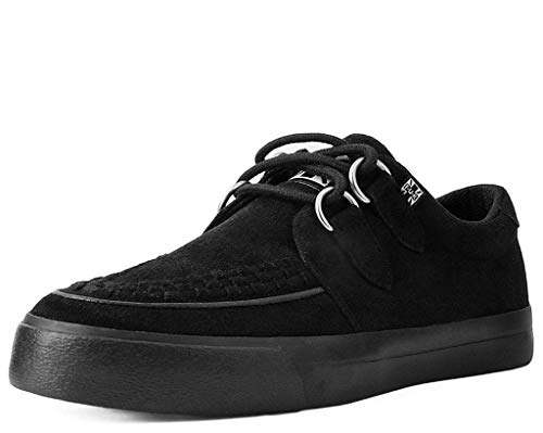 T.U.K. Vegan Creeper Sneaker - Herren & Damen Schuhe - Farbe Black Vegan Suede - Puck, Goth und Rocker Style Leder und Wildleder Schnürschuhe - Größe 44 von T.U.K