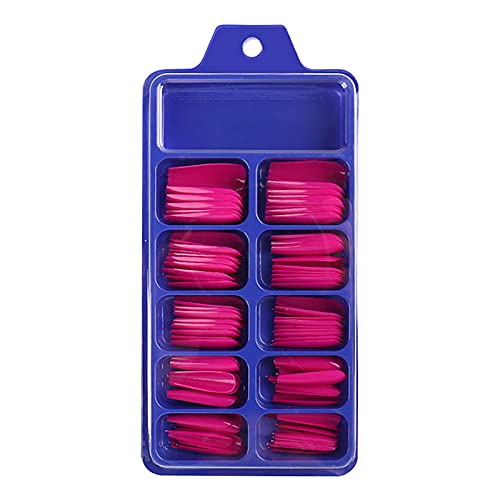 Künstliche Fingernägel Lange Falsche Nägel Reine Farbe Stick on Nails Ballerina Glänzende Vollabdeckung Falsche Nagelspitzen 100Pcs für Frauen und Mädchen mit Box (L) von T-