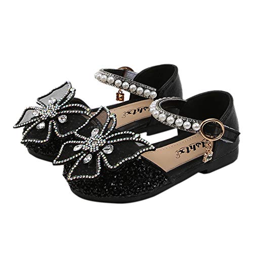 Mädchen Mary Jane mit Schmetterling Strass Prinzessin Schuhe Kinder Sandalen Partei Schuhe Mädchen Kostüm Zubehör Karneval Verkleidung Party Aufführung Fasching Tanzball (Schwarz, 21) von T-