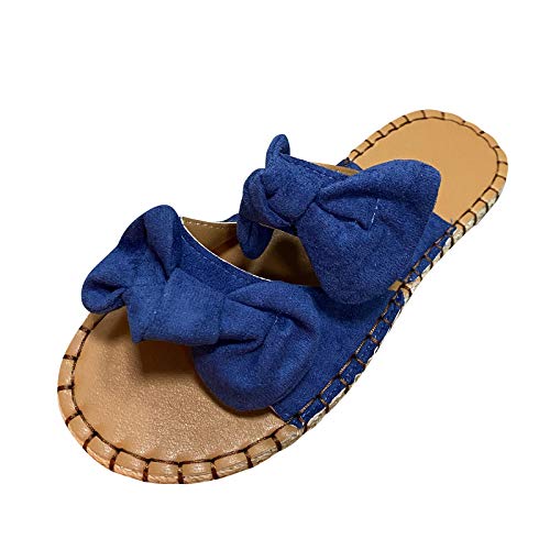 Römersandalen Casual Shoes Damen Sommer Outdoor Flach Riemchensandalen Frauen Böhmische Elegant Sandalen Fish Mouth Riemchen Sandale Freizeitschuhe Sommerschuhe Strandsandale (Blau, 38) von T-