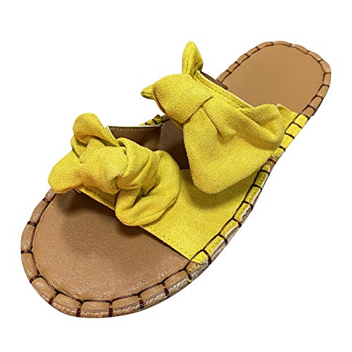 Römersandalen Casual Shoes Damen Sommer Outdoor Flach Riemchensandalen Frauen Böhmische Elegant Sandalen Fish Mouth Riemchen Sandale Freizeitschuhe Sommerschuhe Strandsandale (Gelb, 39) von T-