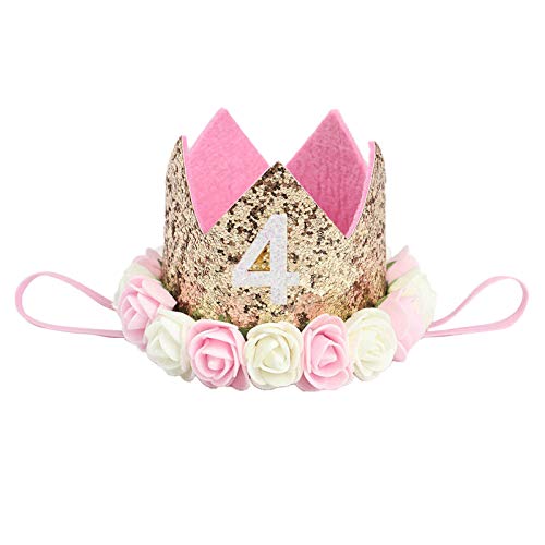 T- Geburtstag Partyhüte Geburtstagshüte Baby Krone, Baby Princess Crown Geburtstagskrone Haarband Haarschmuck Prinzessin Geburtstagskrone Mädchen Haarband Baby Geburtstag Hut (4) von T-