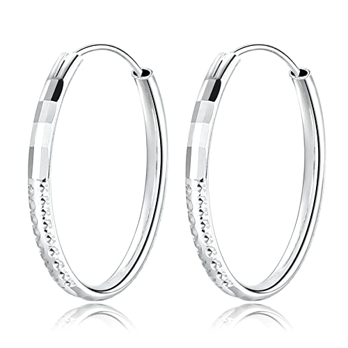 Creolen Silber 925 Ohrringe Damen 3 mm Dicke Groß Runde Kreolen Ohrschmuck für Frauen Freundin Mädchen,Durchmesse:25 35 45 55 65 mm von T400