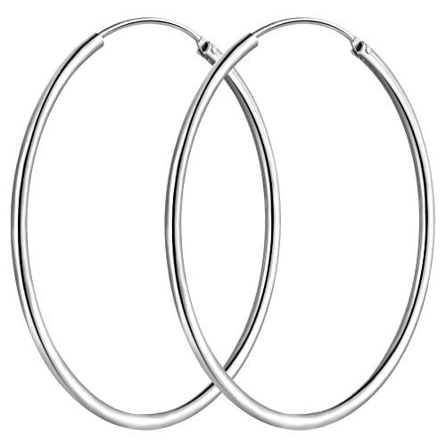 T400 Creolen Sterling Silber 925 Groß Kreis Endless Ohrringe für Damen Durchmesser: 25-65mm von T400