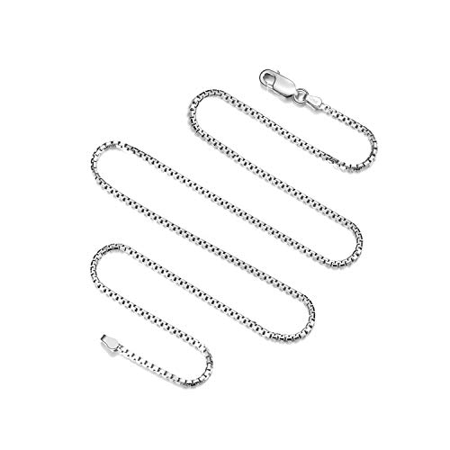 T400 Silberkette Herren Damen 1,0 mm 1,5 mm Breite Box Kette Gold Halskette 925 Sterling Silber Karabiner Verschluss - Längen: 40 45 50 55 60 66 76 cm von T400