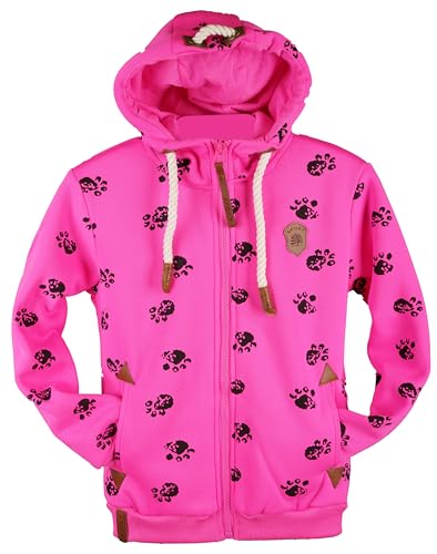 TA Fashion Kinder Sweat Jacke Kapuze Fleece gefüttert Hoodie Übergangsjacke Anker Pfote Hase 134-164 (Fuchsia-67, 134) von TA Fashion