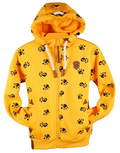 TA Fashion Kinder Sweat Jacke Kapuze Fleece gefüttert Hoodie Übergangsjacke Anker Pfote Hase 134-164 (Gelb-67, 140) von TA Fashion