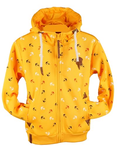 TA Fashion Kinder Sweat Jacke Kapuze Fleece gefüttert Hoodie Übergangsjacke Anker Pfote Hase 134-164 (Gelb-87, 152) von TA Fashion