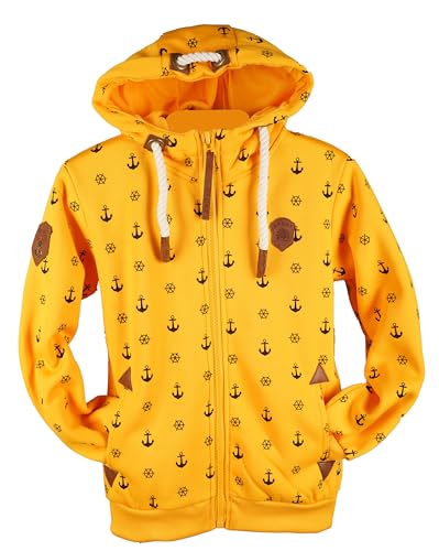 TA Fashion Kinder Sweat Jacke Kapuze Fleece gefüttert Hoodie Übergangsjacke Anker Pfote Hase 134-164 (Gelb-99, 152) von TA Fashion