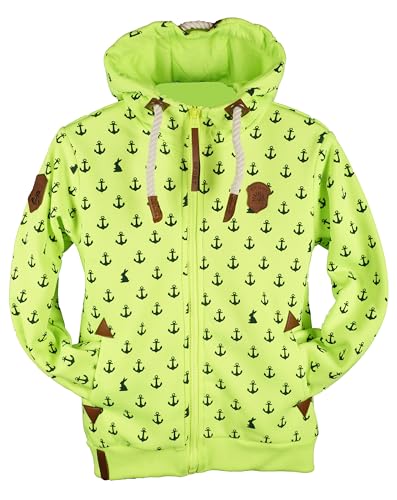 TA Fashion Kinder Sweat Jacke Kapuze Fleece gefüttert Hoodie Übergangsjacke Anker Pfote Hase 134-164 (Neongelb-176, 164) von TA Fashion