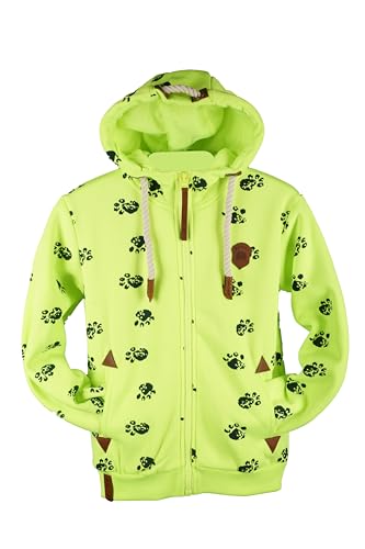 TA Fashion Kinder Sweat Jacke Kapuze Fleece gefüttert Hoodie Übergangsjacke Anker Pfote Hase 134-164 (Neongelb-67, 134) von TA Fashion