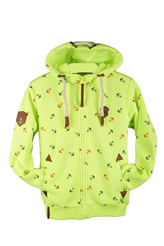 TA Fashion Kinder Sweat Jacke Kapuze Fleece gefüttert Hoodie Übergangsjacke Anker Pfote Hase 134-164 (Neongelb-87, 146) von TA Fashion