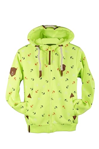 TA Fashion Kinder Sweat Jacke Kapuze Fleece gefüttert Hoodie Übergangsjacke Anker Pfote Hase 134-164 (Neongelb-87, 164) von TA Fashion