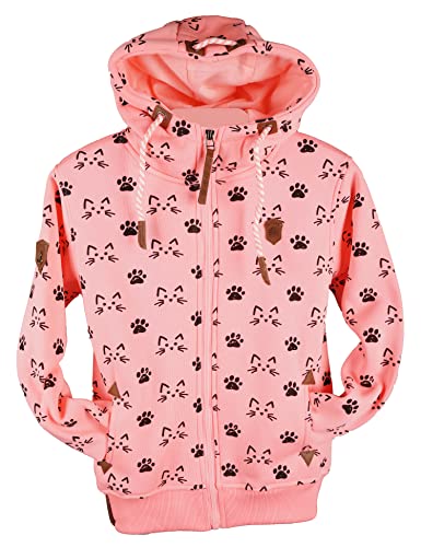 TA Fashion Kinder Sweat Jacke Kapuze Fleece gefüttert Hoodie Übergangsjacke Katze Pfote Pferde 92-134 (as3, numeric, numeric_104, regular, Rosa-787TE) von TA Fashion