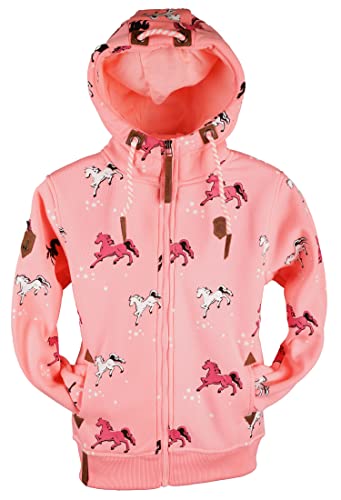 TA Fashion Kinder Sweat Jacke Kapuze Fleece gefüttert Hoodie Übergangsjacke Katze Pfote Pferde 92-134 (as3, numeric, numeric_110, regular, Rosa-789TE) von TA Fashion