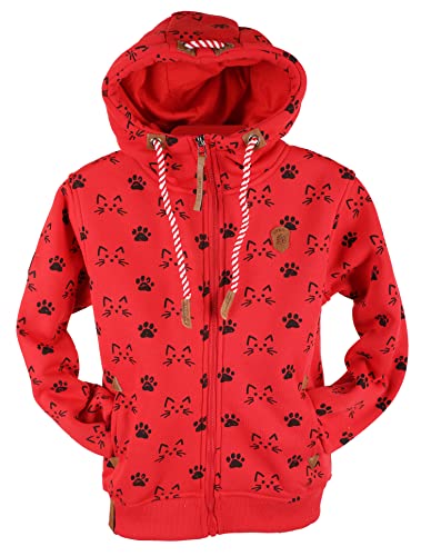 TA Fashion Kinder Sweat Jacke Kapuze Fleece gefüttert Hoodie Übergangsjacke Katze Pfote Pferde 92-134 (as3, numeric, numeric_92, regular, Rot-787TE) von TA Fashion