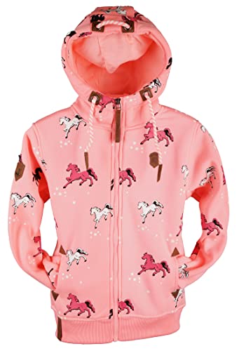 TA Fashion Kinder Sweat Jacke Kapuze Fleece gefüttert Hoodie Übergangsjacke Katze Pfote Pferde 92-134 (as3, numeric, numeric_98, regular, Rosa-789TE) von TA Fashion