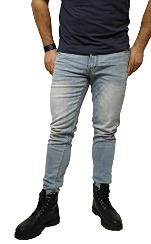 TAATEX Herren Hose Denim Jeans 98% Baumwolle Slim Fit Gerader Schnitt Dehnbar - Freizeithose für Herren 5 Taschen Denim Jeans Bequeme Weiche Hose W36/L32 - Hellblau von TAATEX