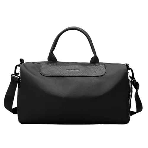 Damen Gym Reisetasche Trocken Nass Kurzstreckengepäck Nylon Tote Print Wochenendtasche(Black) von TABAGFKFNV