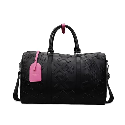 Damen PU Leder Hand Reise Schultertasche Damen Gym Reisetaschen Geeignet for Kurzreisen(Black) von TABAGFKFNV