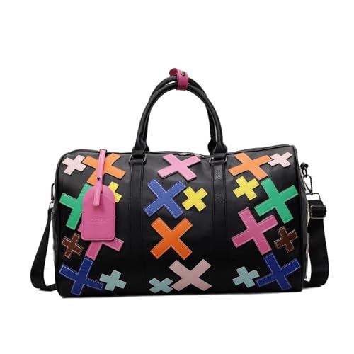 Damen PU Leder Hand Reise Schultertasche Damen Gym Reisetaschen Geeignet for Kurzreisen(Colorful) von TABAGFKFNV