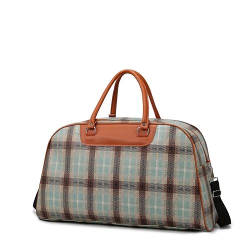 Große Kapazität Plaid Damen Hand Reisetasche Schulter Messenger Damen Handtasche(Green) von TABAGFKFNV